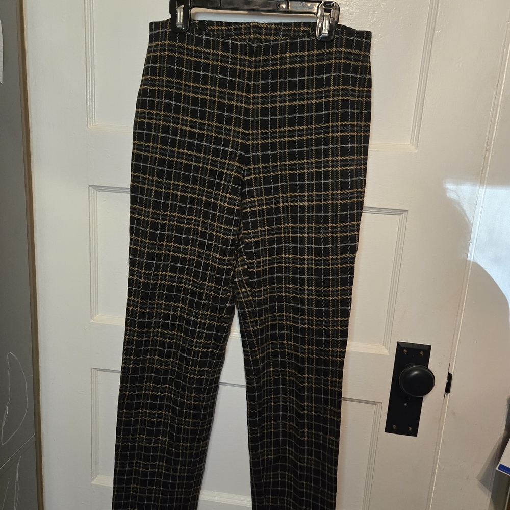 J. Jill Black and Tan Plaid Slim Leg Pants